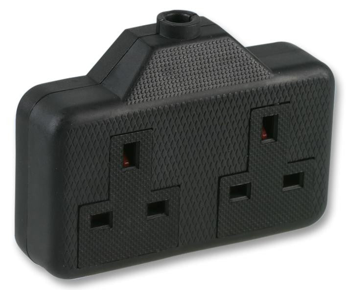 PRO ELEC 0139-BK Rubberised 2-Way Trailing Socket 13A Black