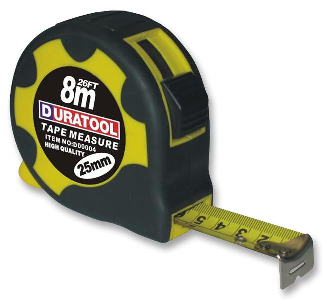 DURATOOL D00004 TAPE MEASURE, RUBBER, 8M