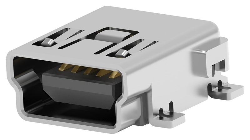 AMP - TE Connectivity 1-1734035-1 USB Connector Mini Type B 2.0 Receptacle 5 Ways Surface Mount Right Angle