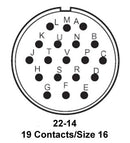 ITT Cannon MS3102A22-14PRES MS3102A22-14PRES Circular Connector MIL-DTL-5015 Series Box Mount Receptacle 19 Contacts Solder Pin Threaded