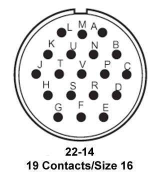 ITT Cannon MS3102R22-14PW MS3102R22-14PW Circular Connector MIL-DTL-5015 Series Box Mount Receptacle 19 Contacts Solder Pin Threaded