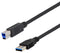 L-COM U3A00013-05M USB Cable Type A Plug to B 500 mm 19.7 " 3.0 Black New