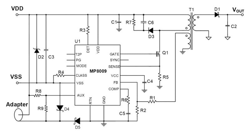 Monolithic Power Systems (MPS) MP8009GV-P POE Controller 1 Channel 57 V in 250 kHz Ieee 802.3af 802.3at QFN-EP-28 -40 &deg;C to 125