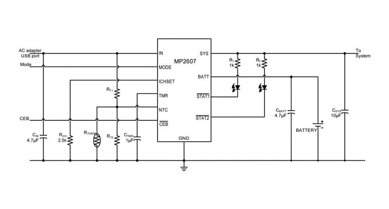 Monolithic Power Systems (MPS) MP2607DL-LF-P Battery Charger for 1 Cell of Li-Ion Li-Pol 12V Input 4.2V/1.5A Charge QFN-EP-14 New