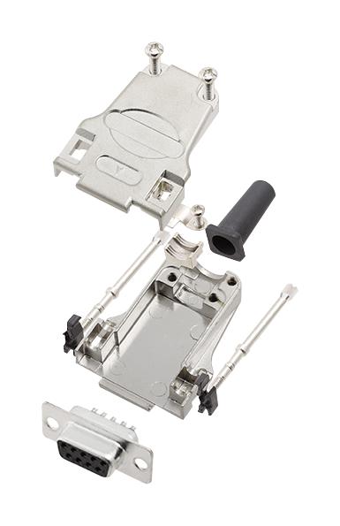 Amphenol ICC (COMMERCIAL PRODUCTS) L17DTZF09-LJS-RG+L77SDE09S D Sub Connector With Backshell DB9 9 Contacts Receptacle Solder DE DTZF-LJS-RG Series