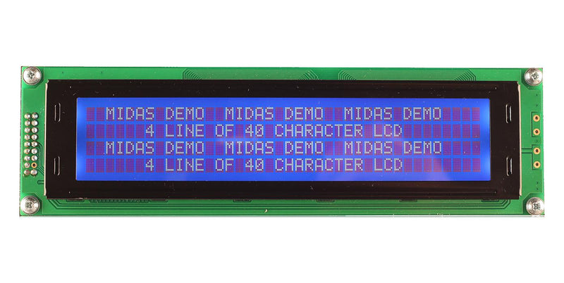 Midas MC44005A6W-BNMLW3.3-V2 MC44005A6W-BNMLW3.3-V2 Alphanumeric LCD 40 x 4 White on Blue 3.3V Parallel English Japanese Transmissive