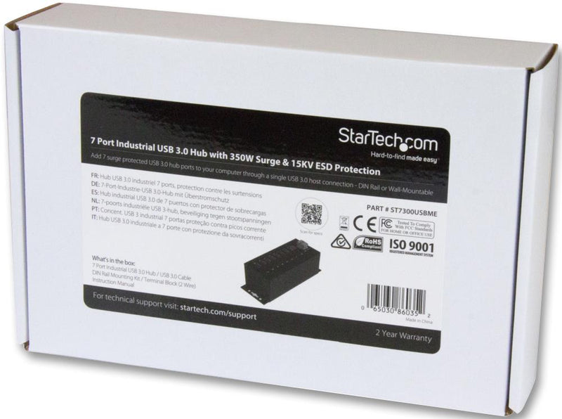 Startech ST7300USBME ST7300USBME 7 Port Industrial USB 3.0 Hub With ESD Protection