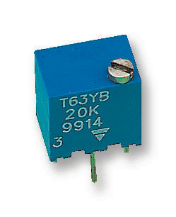 VISHAY T63YB105KT20 Trimmer Potentiometer, 1 Mohm, 250 mW, &plusmn; 10%, T63 Series, 15 Turns, Through Hole