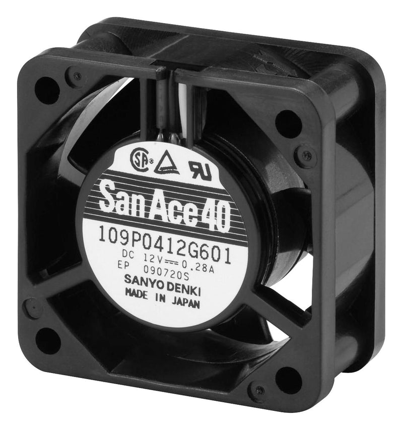 SANYO DENKI - SANACE FANS 109P0412H601 Axial Fan, 12 VDC, DC, 40 mm, 20 mm, 33 dBA, 8 cu.ft/min