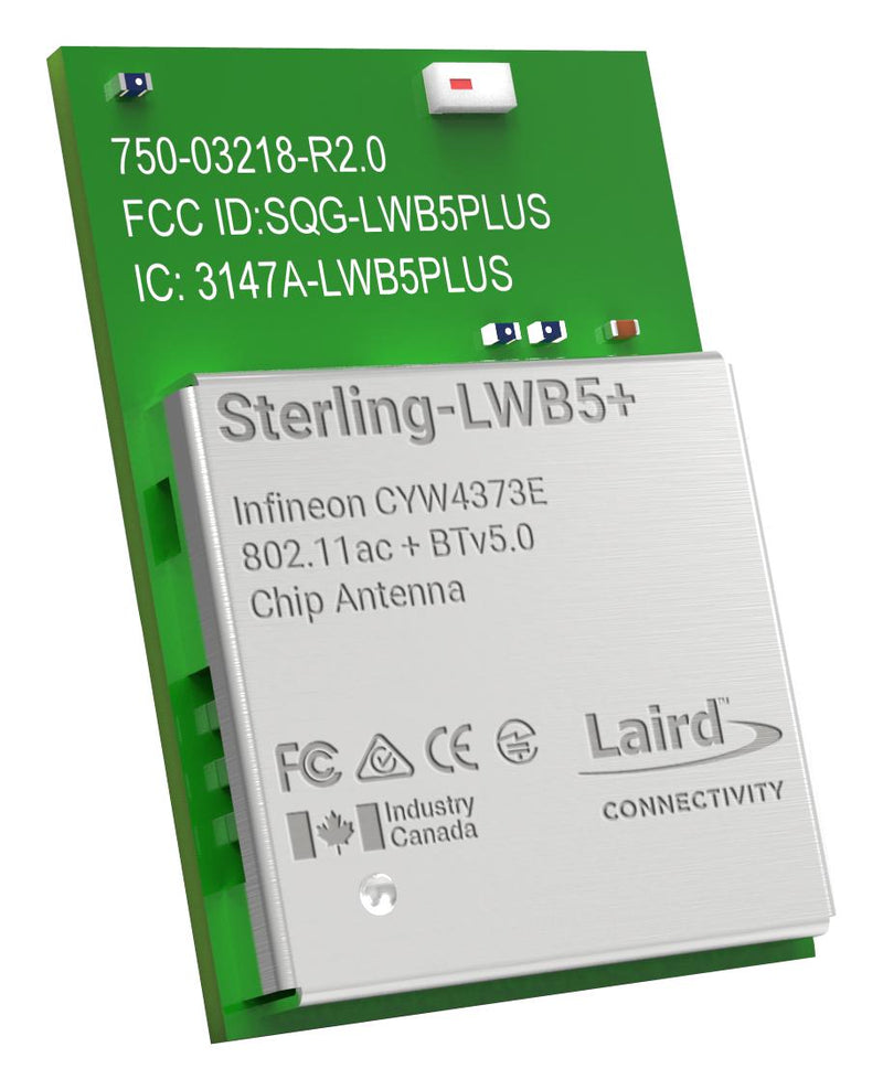 Laird Connectivity 453-00045C 453-00045C Bluetooth Module Sterling-LWB5+ BLE 5.0 433.3 Mbps 3.3 V Supply -40 &Acirc;&deg;C to 85