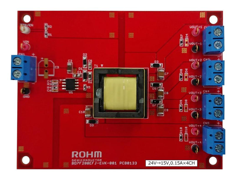 Rohm BD7F200EFJ-EVK-001 Evaluation Board BD7F200EFJ DC/DC Converter Isolated 24V In 15V Out 150mA 4 Channel