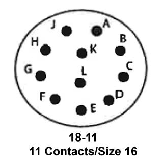 ITT Cannon KPT07F18-11S KPT07F18-11S Circular Connector KPT Jam Nut Receptacle 11 Contacts Solder Socket Bayonet 18-11