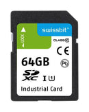 Swissbit SFSD064GL2AM1TO-I-PL-22P-STD SFSD064GL2AM1TO-I-PL-22P-STD Flash Memory Card 3D Pslc Sdxc UHS-1 Class 10 64 GB S-56 Series