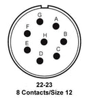 ITT Cannon MS3102R22-23P MS3102R22-23P Circular Connector MIL-DTL-5015 Series Box Mount Receptacle 8 Contacts Solder Pin Threaded