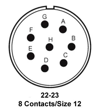 ITT Cannon MS3102R22-23P MS3102R22-23P Circular Connector MIL-DTL-5015 Series Box Mount Receptacle 8 Contacts Solder Pin Threaded