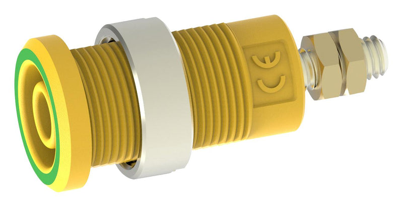 Tenma 72-14162 Banana Test Connector Jack Panel Mount 36 A 1 kV Gold Plated Contacts Green Yellow