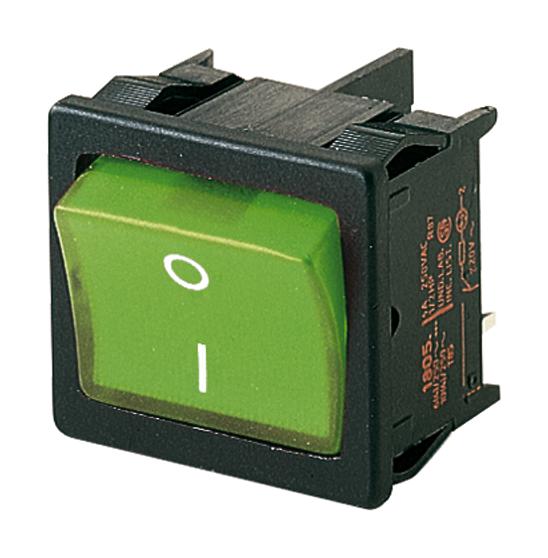 Marquardt 1805.7118 Rocker Switch On-Off Dpst Illuminated Panel Mount Green 1800 Series New