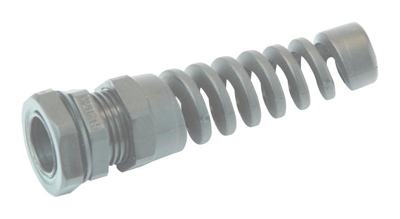 PRO Power PP001709 Cable Gland Spiral Strain Relief Metric IP68 M20 x 1.5 6 mm 12 Nylon (Polyamide) Grey