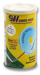 CHEMTRONICS SW16045 Desoldering Braid, Soder-Wick&reg;, No-Clean, Static Dissipative Bobbins, 2.8mm x 5 ft, Pack of 10