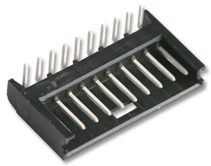 AMP - TE Connectivity 280381-2 Pin Header Shrouded Wire-to-Board 2.54 mm 1 Rows 10 Contacts Through Hole Right Angle