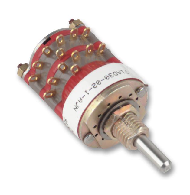 GRAYHILL 71BD30-01-2-AJN Rotary Switch, 6 Position, 2 Pole, 30 &deg;, 300 mA, 115 V, 71 Series