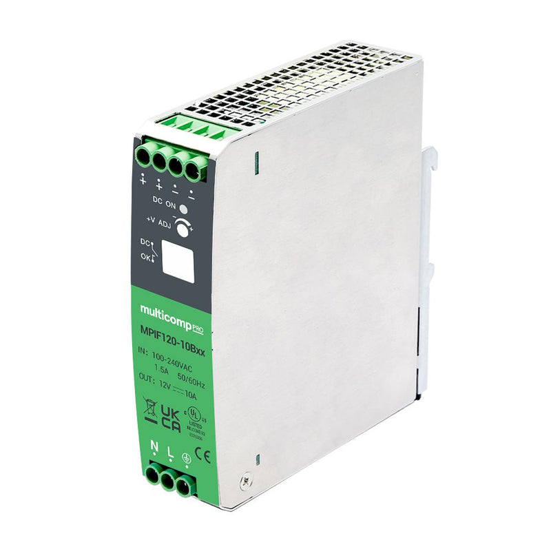 Multicomp PRO MPIF120-10B48 AC/DC DIN Rail Power Supply (PSU) ITE &amp; Laboratory Equipment 1 Output 120 W 48 VDC 2.5 A