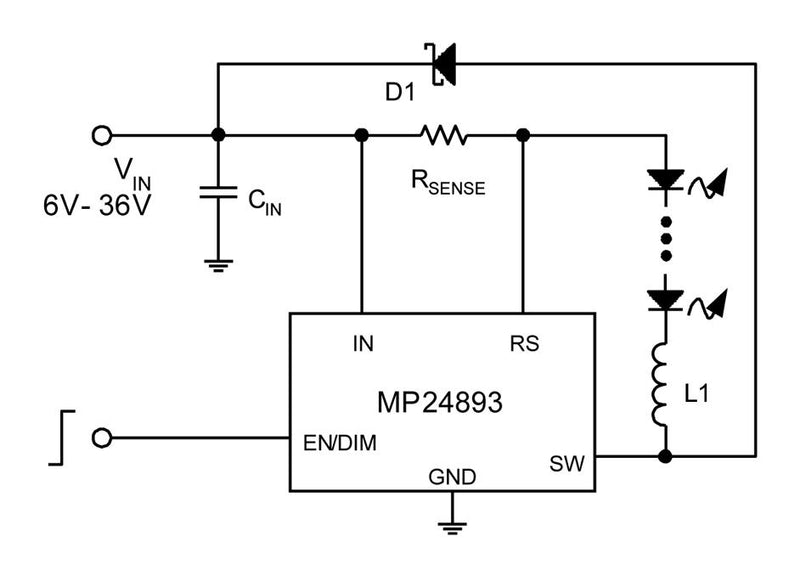 Monolithic Power Systems (MPS) MP24893DQ-LF-P LED Driver 1 Output Buck 6 V to 36 Input A QFN-6