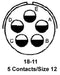 Amphenol Industrial MS3102A18-11P Circular Conn Rcpt Size 18 5POS BOX