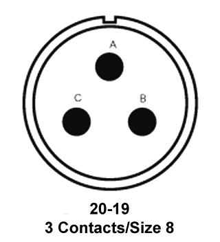 ITT Cannon MS3102E20-19SW MS3102E20-19SW Circular Connector MIL-DTL-5015 Series Box Mount Receptacle 3 Contacts Solder Socket Threaded