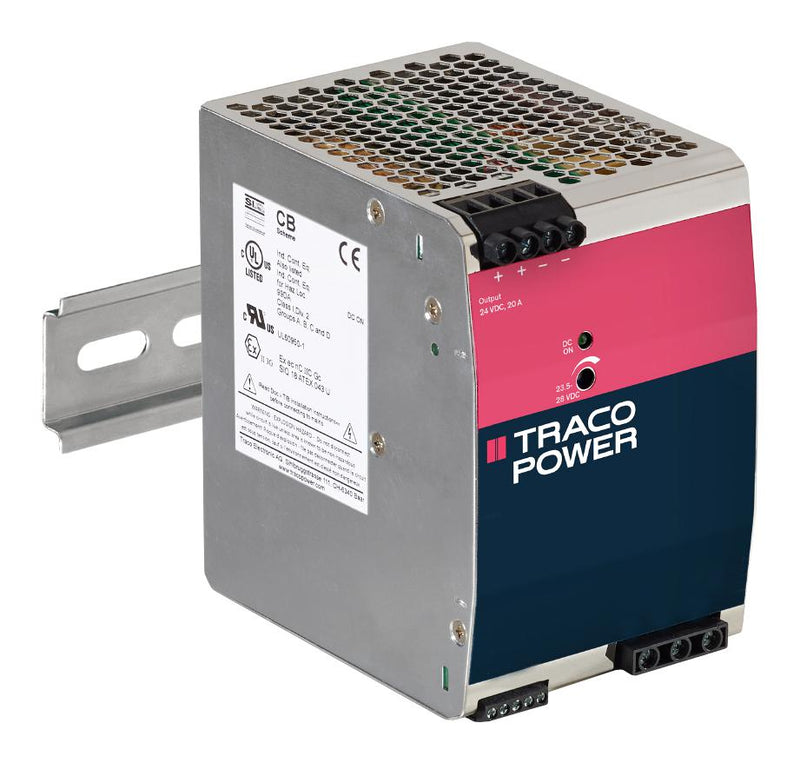 Traco Power TIB 480-124EX AC/DC DIN Rail Supply (PSU) ITE 1 Output 480 W 24 V 20 A