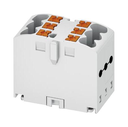 Phoenix Contact PTFIX 6X25 WH Panel Mount Barrier Terminal Block White 24 A 500 V 6 Pole 3 Push In 12 AWG