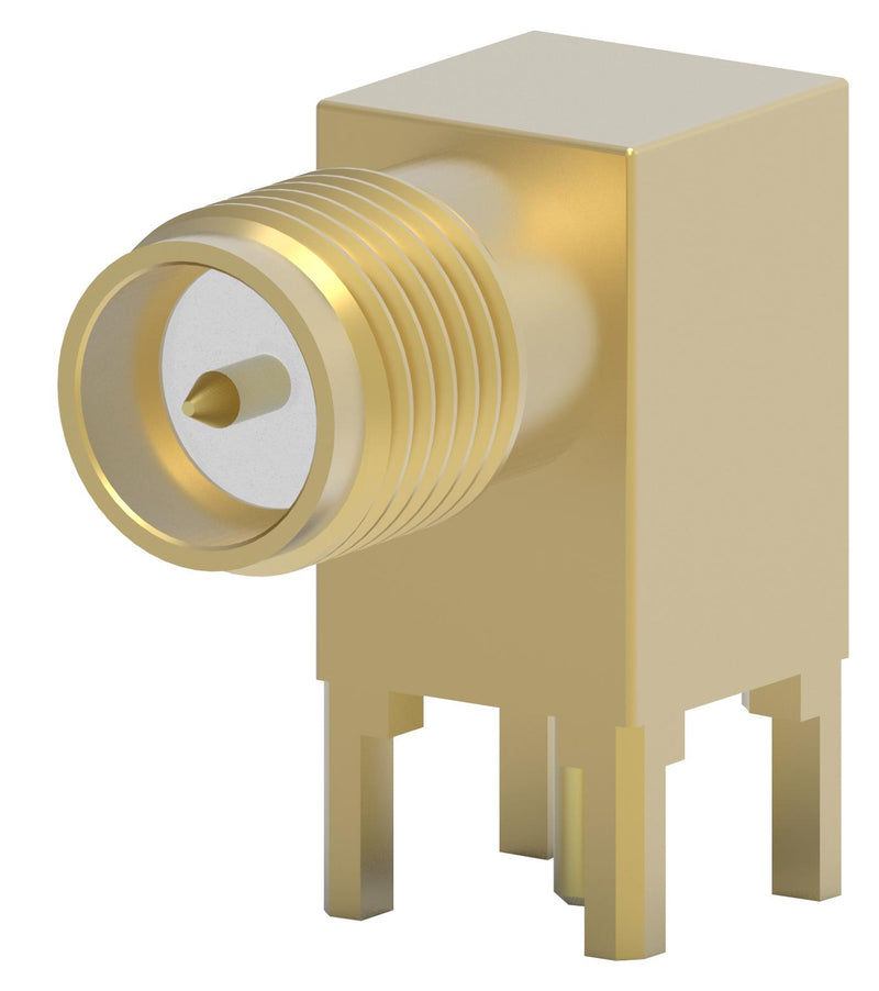 TE Connectivity 2016504-1 2016504-1 RF / Coaxial Connector SMA RP Right Angle Jack Through Hole 50 ohm Brass