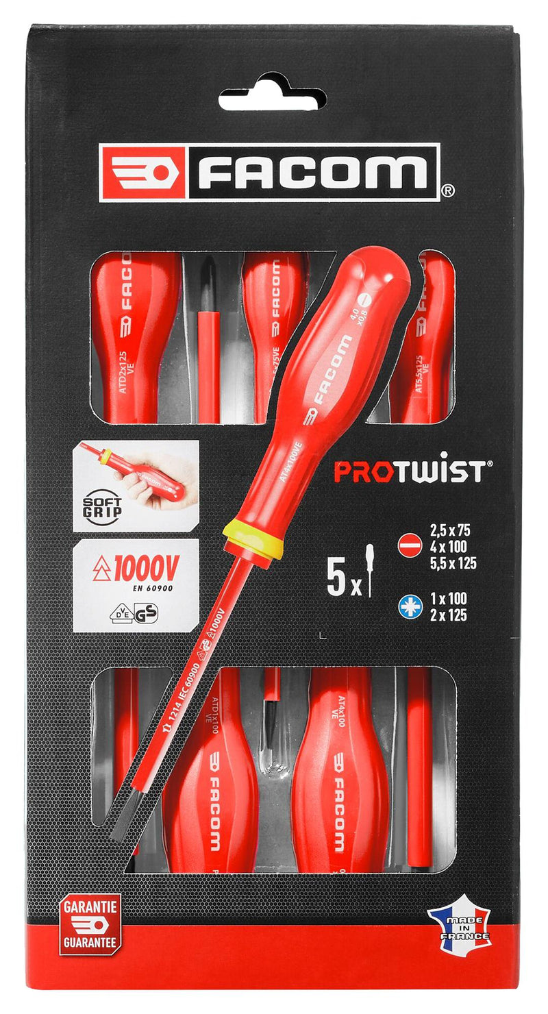 Facom AT5VE.PB AT5VE.PB Screwdriver Set 5 Pieces Protwist Series