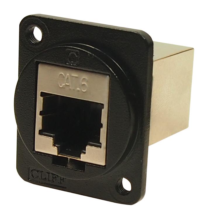 Cliff Electronic Components CP30222SM3B In-Line Adapter Metal Shielded Blk RJ45 Jack 8 Ways