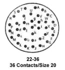 ITT Cannon KPT01A22-36S KPT01A22-36S Circular Connector KPT Cable Mount Receptacle 36 Contacts Solder Socket Bayonet 22-36