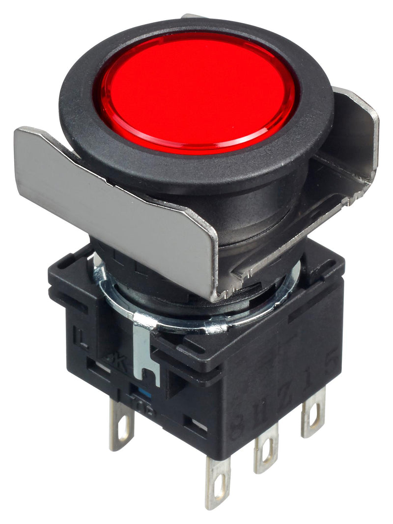 Idec LB6B-A1T6LR Pushbutton Switch Flush Silhouette On-Off Dpdt 250 V 30 5 A Quick Connect Solder