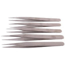 Duratool JS-183T Five Piece Stainless Steel Precision Tweezer Set