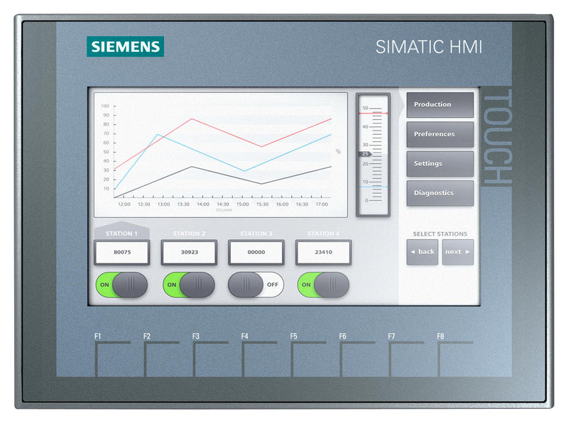 Siemens 6AV2123-2GB03-0AX0 Touch Screen Simatic KTP700 Basic 7" TFT Profinet Interface 800 x 480 Function Keys 24 Vdc