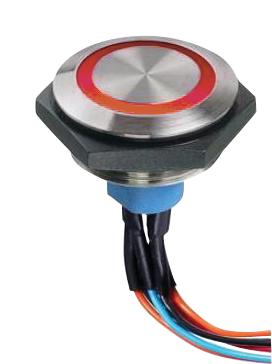 Apem AV5612F102074BK Industrial Pushbutton Switch Momentary Spring Return Red AV Series Round Spdt Wire Leaded