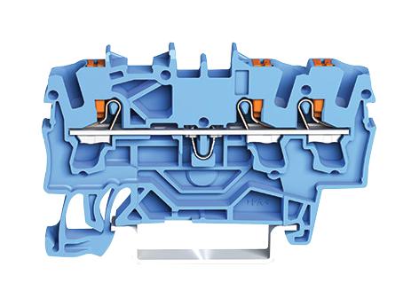 Wago 2202-1304 DIN Rail Mount Terminal Block 3 Ways 12 AWG 2.5 mm&sup2; Clamp 24 A