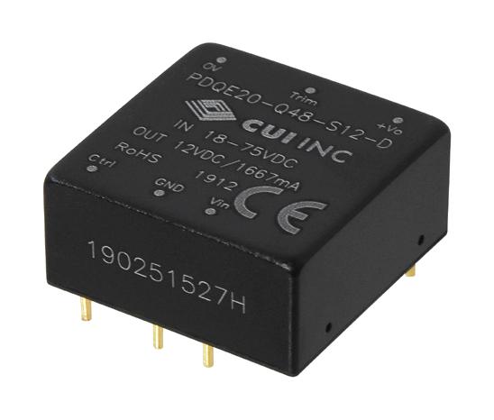 CUI PDQE20-Q24-S24-D Isolated Through Hole DC/DC Converter ITE 4:1 20 W 1 Output 24 V 833 mA