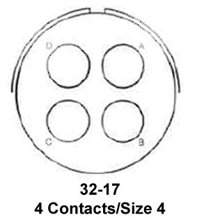 Amphenol Industrial MS3106A32-17S. Circular Connector Plug Size 32 4 Posi