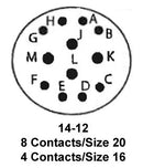 ITT Cannon KPT06A14-12PX KPT06A14-12PX Circular Connector KPT Straight Plug 12 Contacts Solder Pin Bayonet 14-12