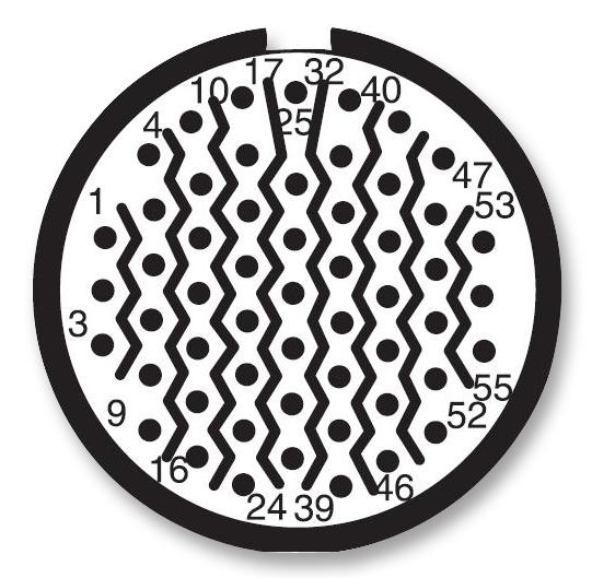 Amphenol Industrial D38999/20WE35SA D38999/20WE35SA Circular Connector MIL-DTL-38999 Series III Wall Mount Receptacle 55 Contacts Crimp Socket