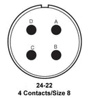 ITT Cannon MS3101R24-22S MS3101R24-22S Circular Connector MIL-DTL-5015 Series Cable Mount Receptacle 4 Contacts Solder Socket