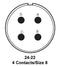 ITT Cannon MS3100R24-22S MS3100R24-22S Circular Connector MIL-DTL-5015 Series Wall Mount Receptacle 4 Contacts Solder Socket Threaded