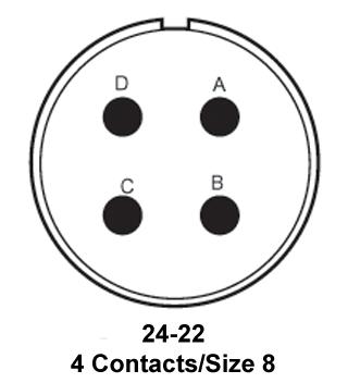 ITT Cannon MS3100R24-22S MS3100R24-22S Circular Connector MIL-DTL-5015 Series Wall Mount Receptacle 4 Contacts Solder Socket Threaded