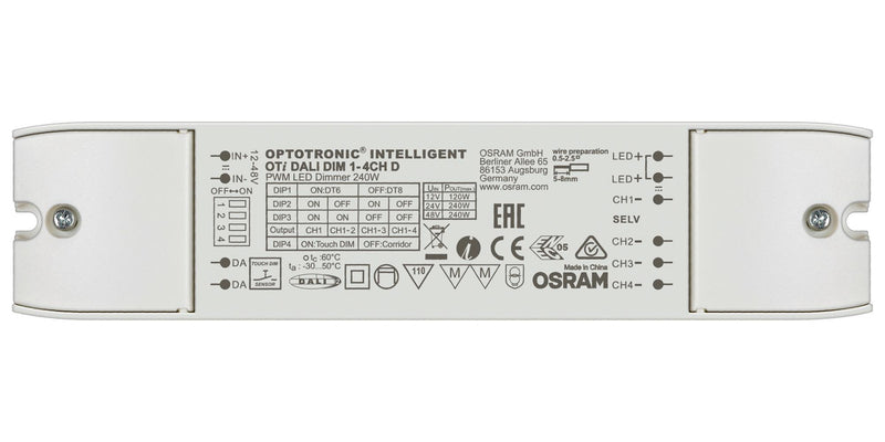 Osram OTI-DALI-DIM-1-4CH-D OTI-DALI-DIM-1-4CH-D LED Driver DC/DC Converter With Dali Lighting Optotronic 240 W 48 V 5 A PWM