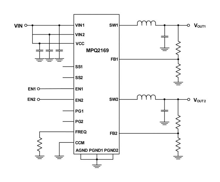 Monolithic Power Systems (MPS) MPQ2169GDE-AEC1-Z DC-DC Switching Synchronous Buck Regulator 2.7V-6V in 600mV to 5.5V out 2A 3MHz QFN-18