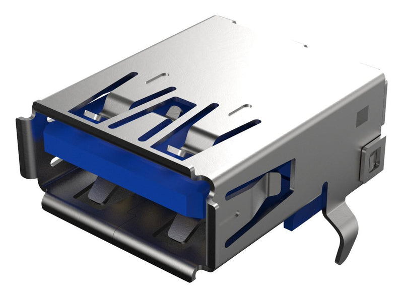 GCT (GLOBAL Connector TECHNOLOGY) USB1135-15-9-L-B USB Type A 3.0 Receptacle 9 Ways Through Hole Mount Right Angle